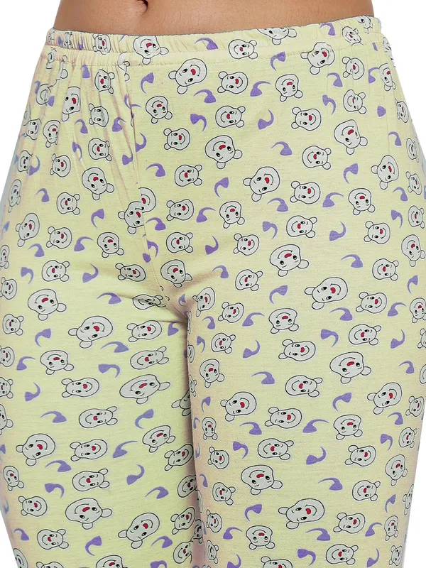 L.YELLOW_Printed__Cotton_Blend_Top_&_Capri_Set