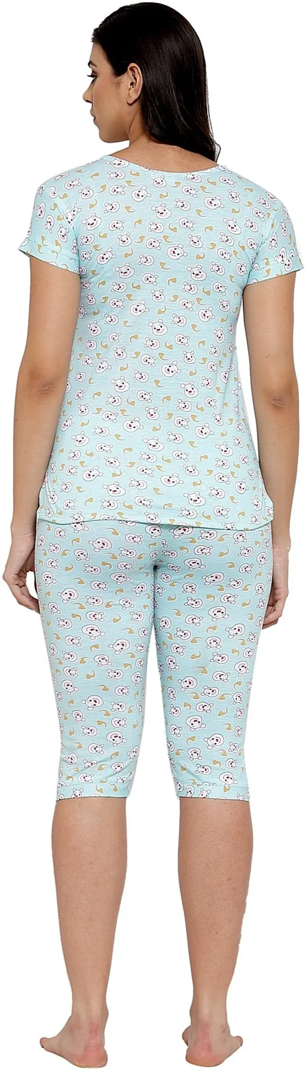 SkyBlue_Printed__Cotton_Blend_Top_&_Capri_Set