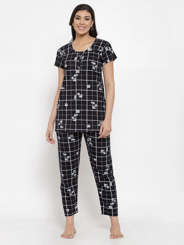 BLACK_Printed__Cotton_Blend_Night_Suit_Set