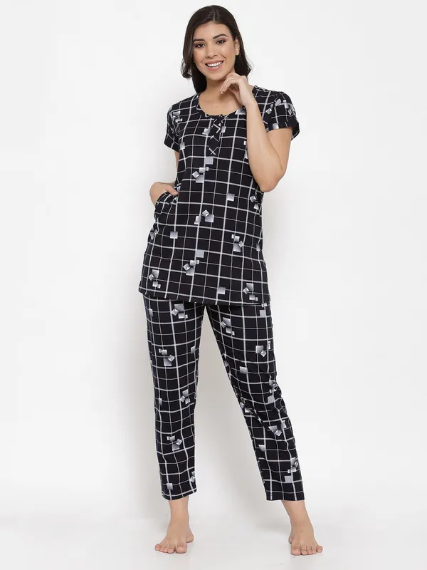 BLACK_Printed__Cotton_Blend_Night_Suit_Set