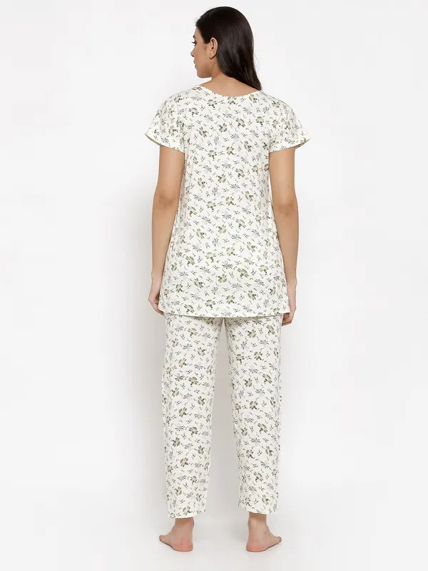 White_Printed__Cotton_Blend_Night_Suit_Set