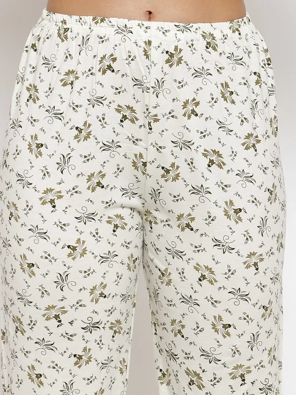 White_Printed__Cotton_Blend_Night_Suit_Set