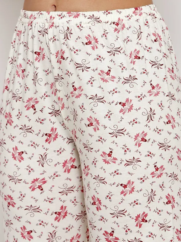 White_Printed__Cotton_Blend_Night_Suit_Set