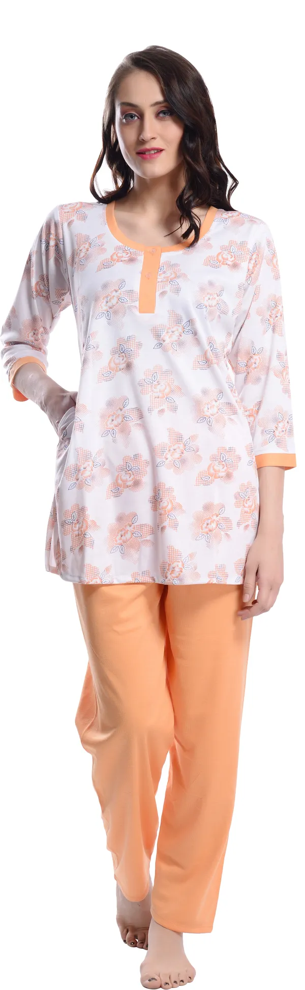 ORANGE_Printed__Cotton_Blend_Night_Suit_Set