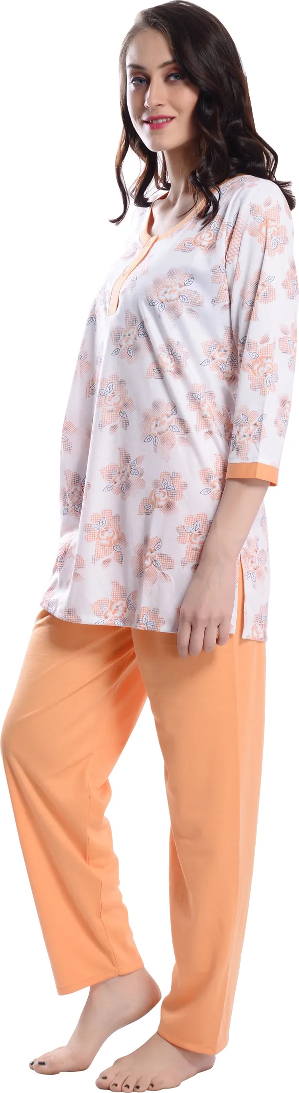 ORANGE_Printed__Cotton_Blend_Night_Suit_Set