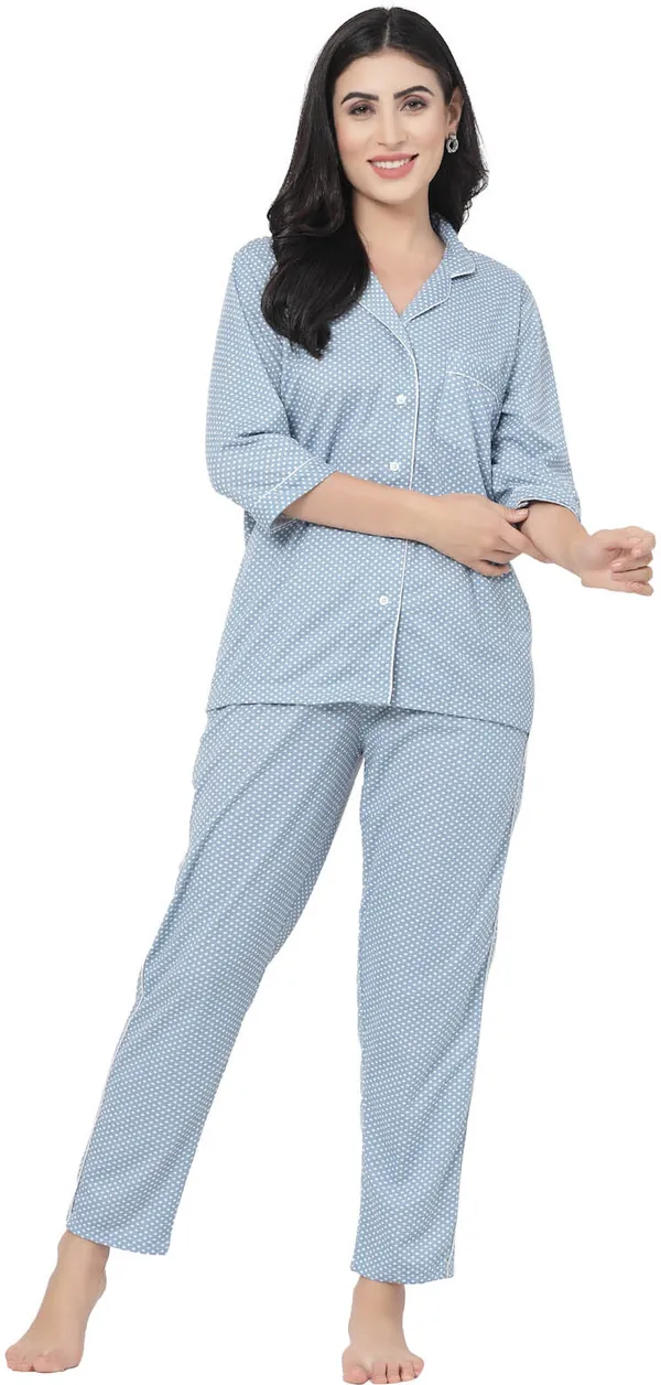 Blue_Polka_Print_Cotton_Blend_Shirt_&_Pyjama_set