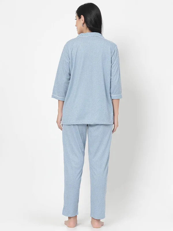 Blue_Polka_Print_Cotton_Blend_Shirt_&_Pyjama_set