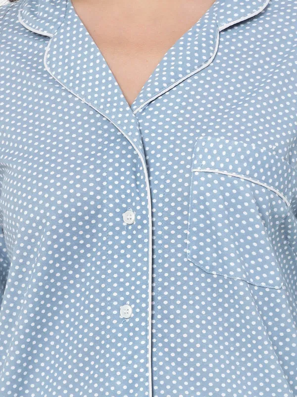 Blue_Polka_Print_Cotton_Blend_Shirt_&_Pyjama_set