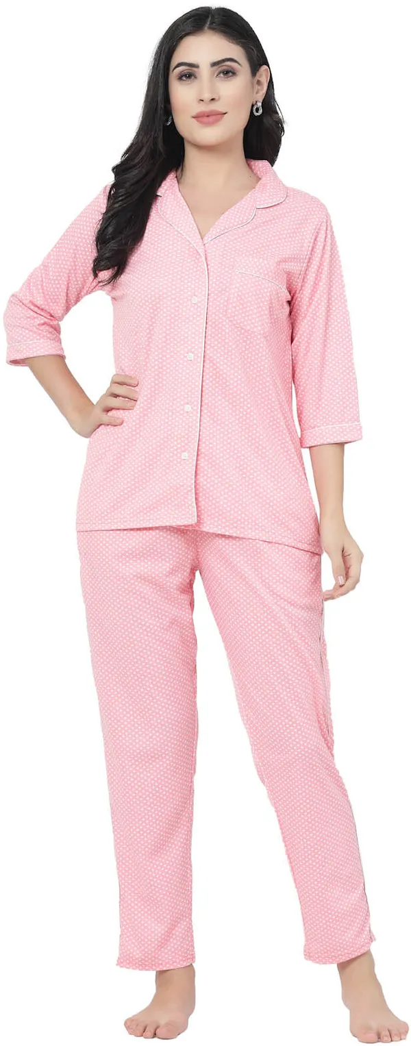 Coral_Polka_Print_Cotton_Blend_Shirt_&_Pyjama_set