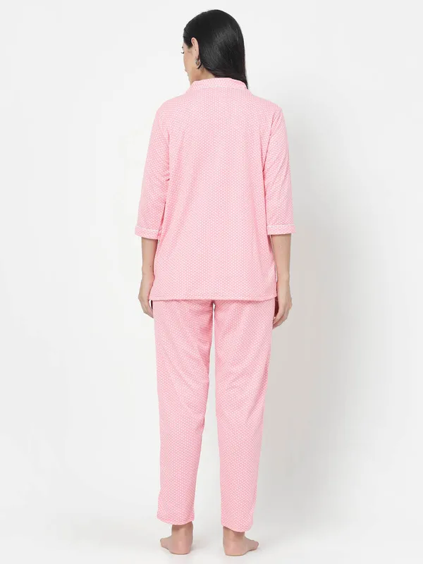 Coral_Polka_Print_Cotton_Blend_Shirt_&_Pyjama_set