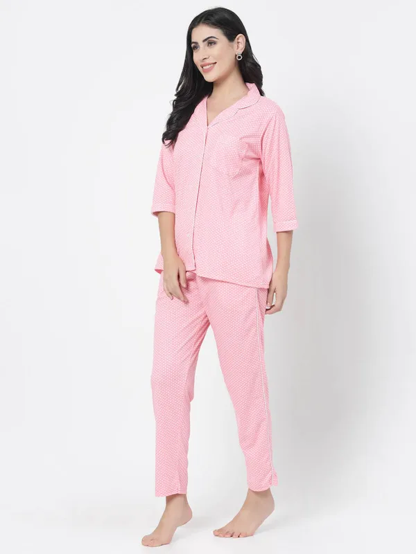 Coral_Polka_Print_Cotton_Blend_Shirt_&_Pyjama_set