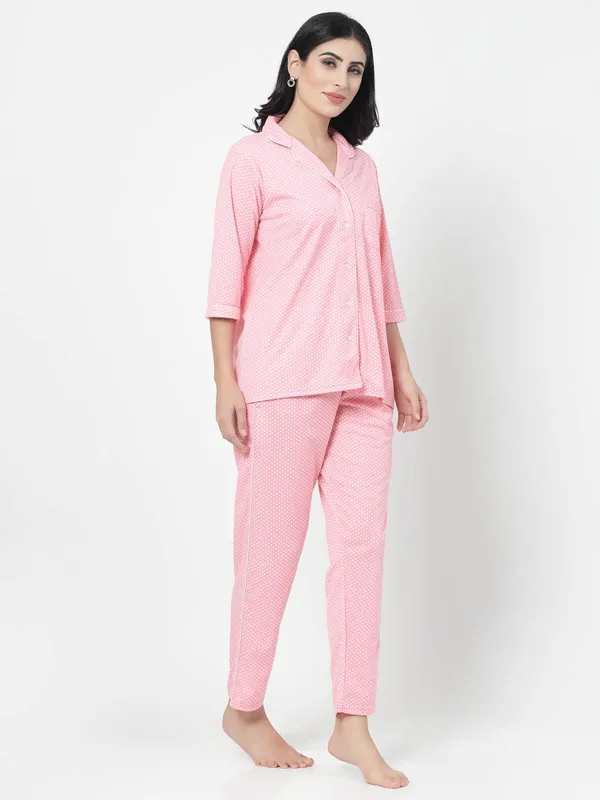 Coral_Polka_Print_Cotton_Blend_Shirt_&_Pyjama_set