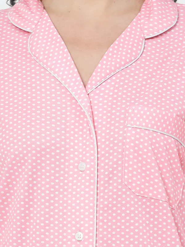 Coral_Polka_Print_Cotton_Blend_Shirt_&_Pyjama_set