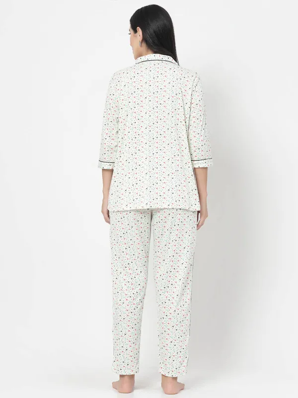 Off_White_Printed__Cotton_Blend_Shirt_&_Pyjama_set