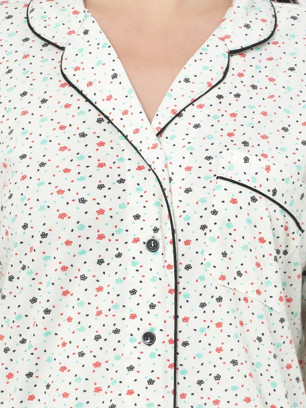 Off_White_Printed__Cotton_Blend_Shirt_&_Pyjama_set