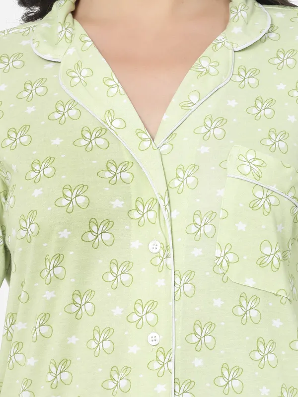 Light_Green_Printed__Cotton_Blend_Shirt_&_Pyjama_set