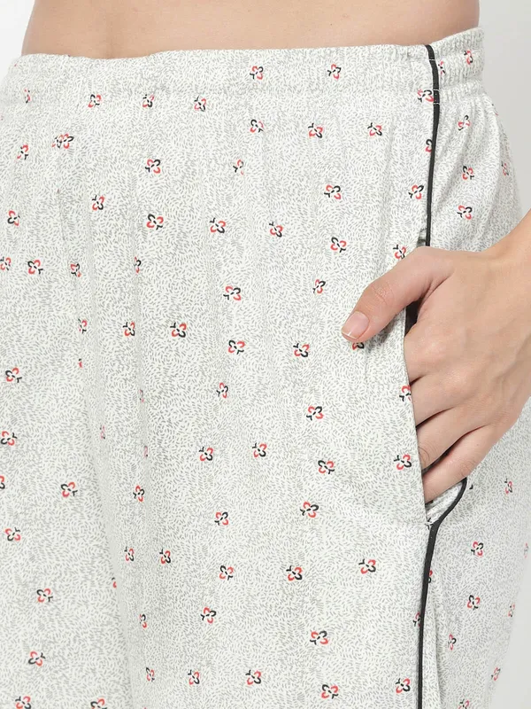 White_Printed__Cotton_Blend_Shirt_&_Pyjama_set