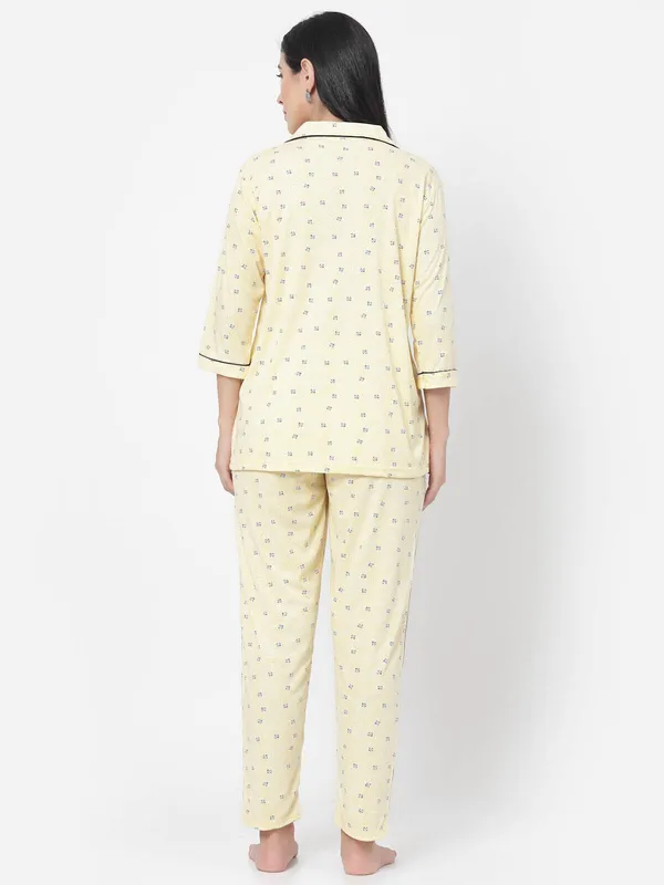 Yellow_Printed__Cotton_Blend_Shirt_&_Pyjama_set