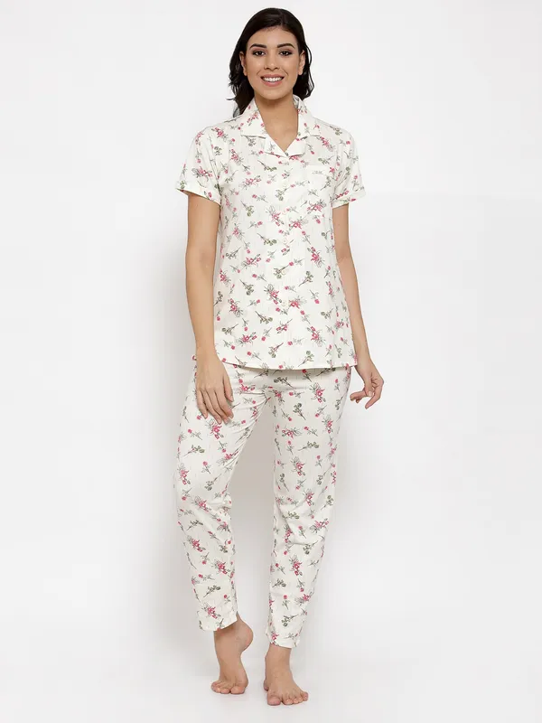 CREAM_Printed__Cotton_Night_Suit_Set