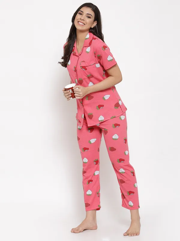 PEACH_Printed__Cotton_Shirt_&_Pyjama_set