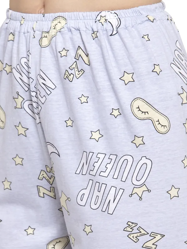 L.PURPLE_Printed__Cotton_Shirt_&_Pyjama_set