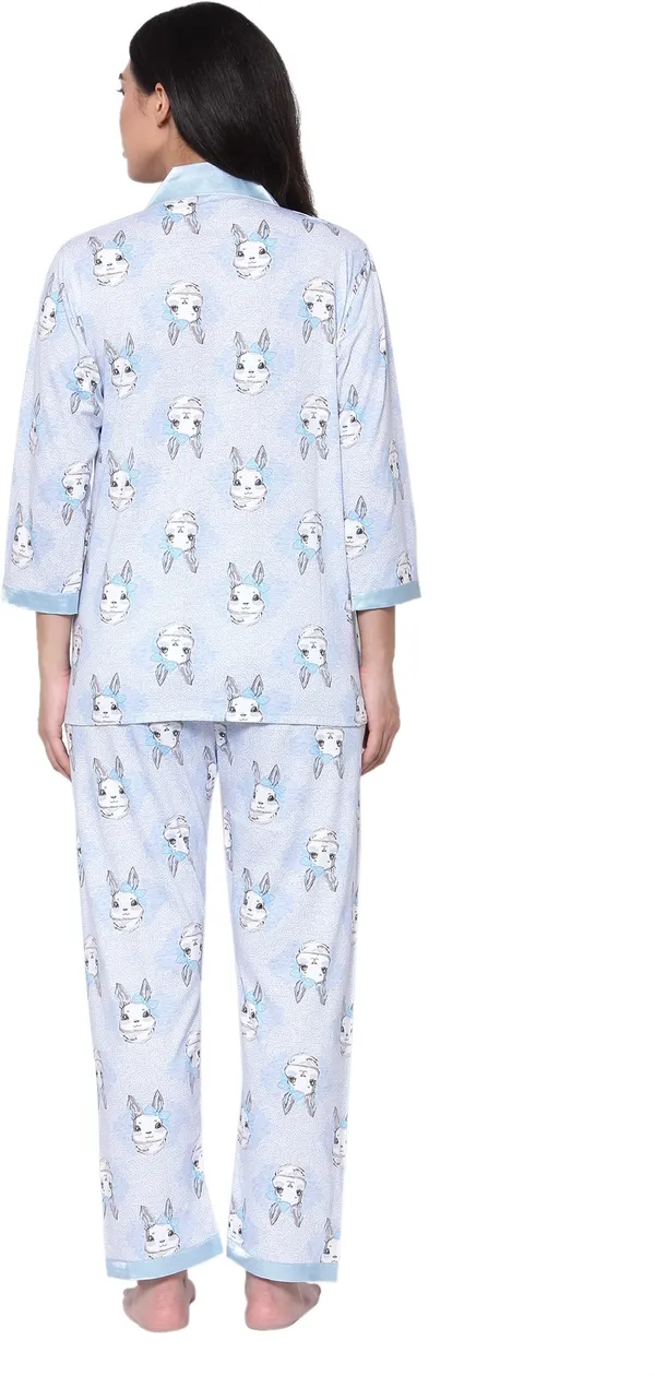 BLUE_Printed__Cotton_Shirt_&_Pyjama_set