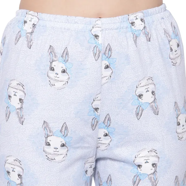 BLUE_Printed__Cotton_Shirt_&_Pyjama_set