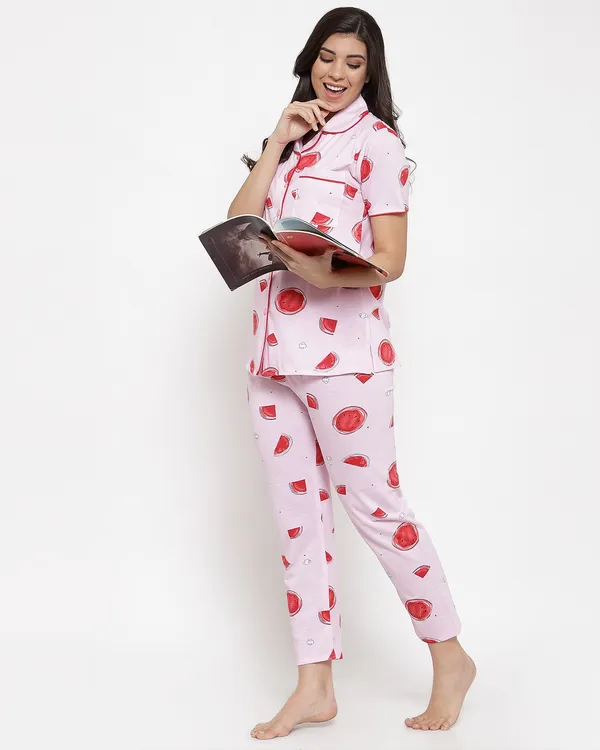 PINK_Printed__Cotton_Shirt_&_Pyjama_set