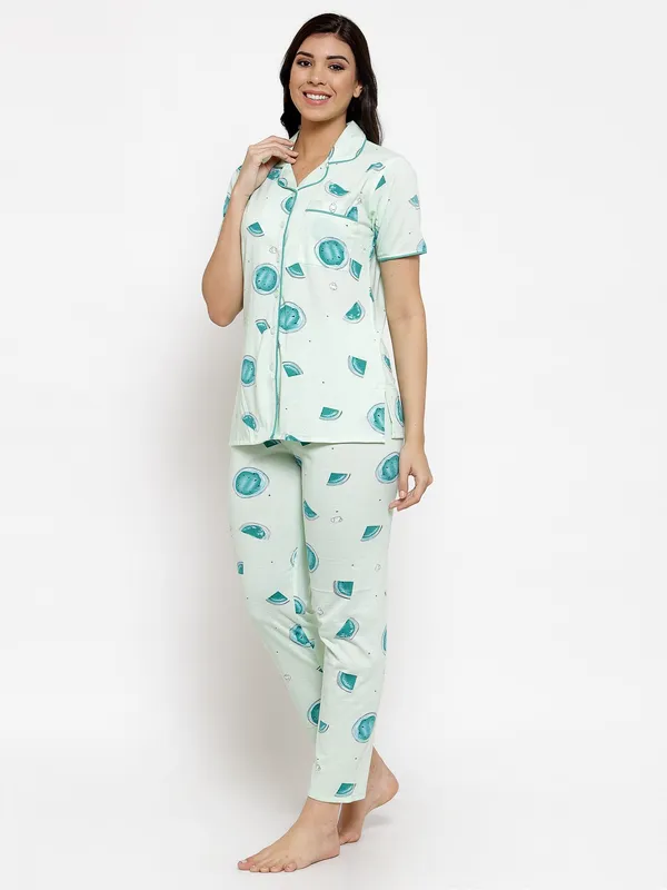 Pista_Green_Printed__Cotton_Shirt_&_Pyjama_set