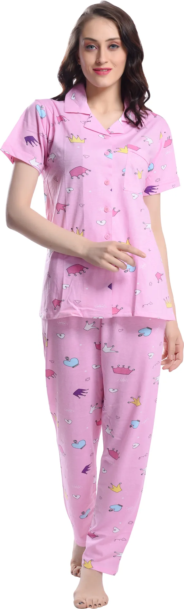 PINK_Printed__Cotton_Blend_Night_Suit_Set