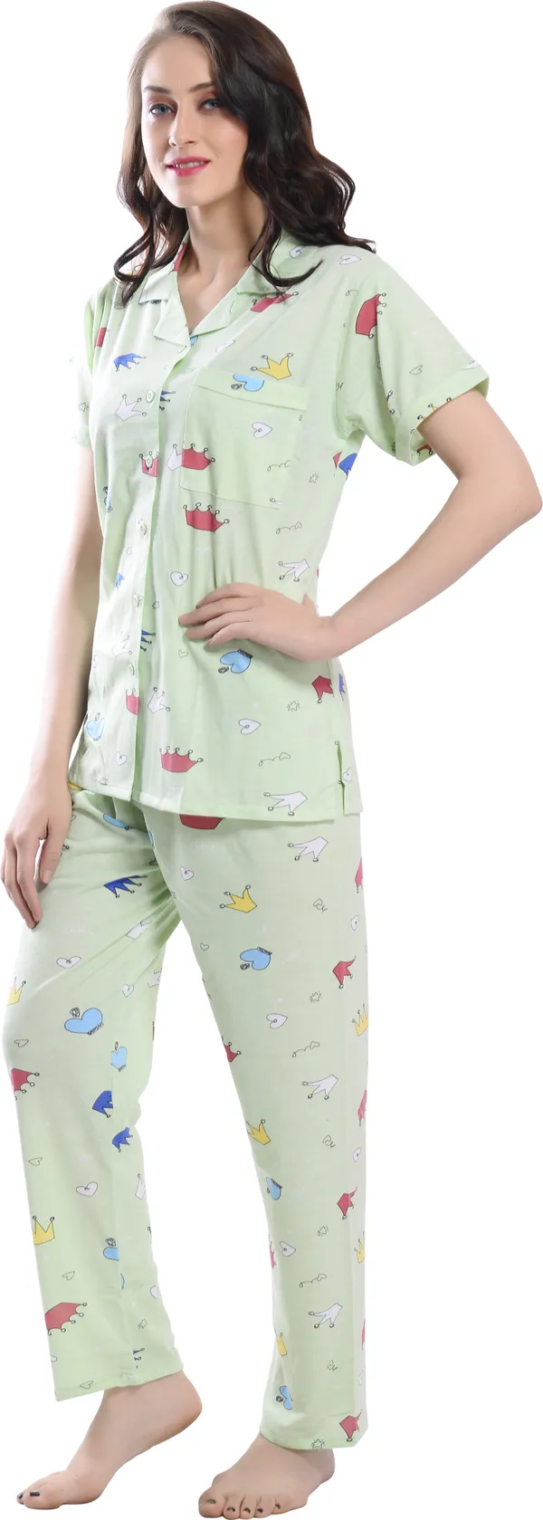 Pista_Green_Printed__Cotton_Blend_Night_Suit_Set