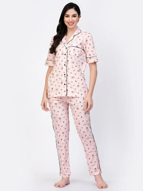 LIGHT_PINK_Printed__Cotton_Blend_Night_Suit_Set