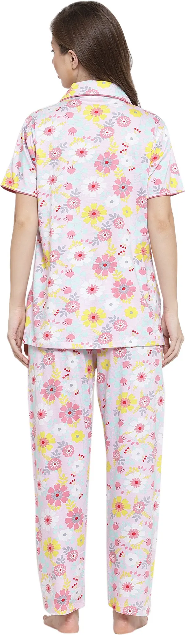 PINK_Floral_Print_Cotton_Shirt_&_Pyjama_set