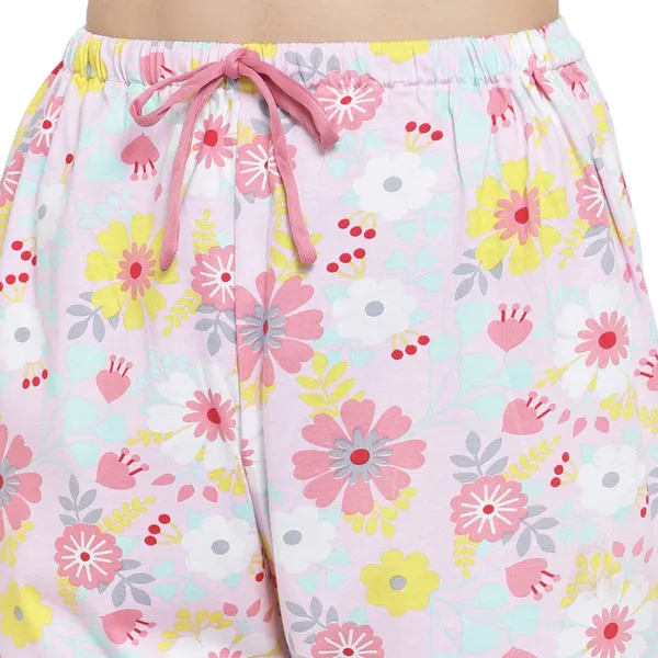 PINK_Floral_Print_Cotton_Shirt_&_Pyjama_set