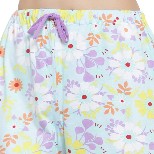 SKYBLUE_Floral_Print_Cotton_Shirt_&_Pyjama_set