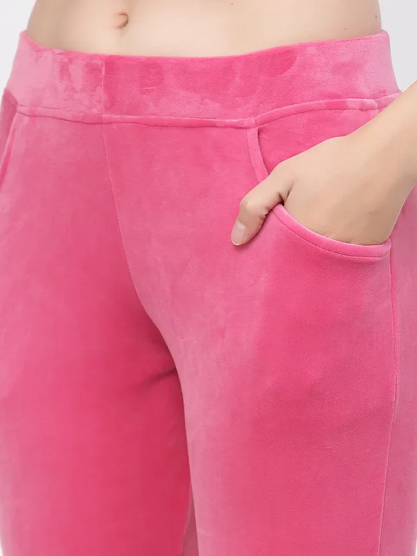 Pink_Solid_Velvet_Top_&_Pyjama_Set