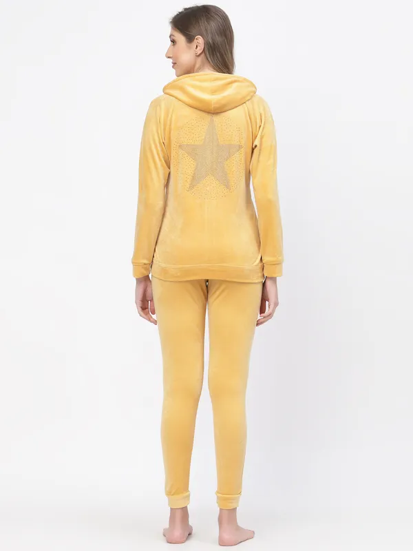 Yellow_Solid_Velvet_Top_&_Pyjama_Set