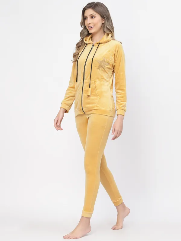 Yellow_Solid_Velvet_Top_&_Pyjama_Set