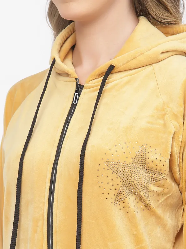 Yellow_Solid_Velvet_Top_&_Pyjama_Set