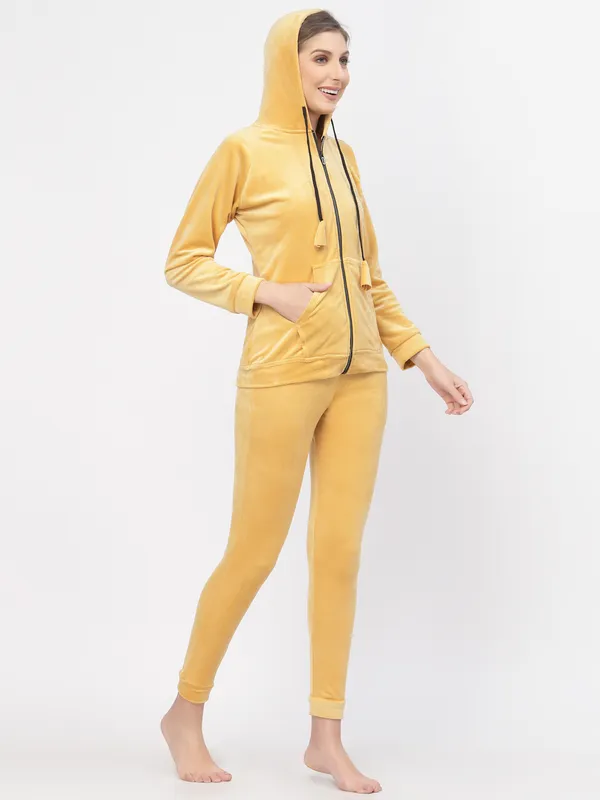 Yellow_Solid_Velvet_Top_&_Pyjama_Set