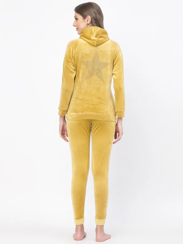 Yellow_Embellished_Velvet_Top_&_Pyjama_Set