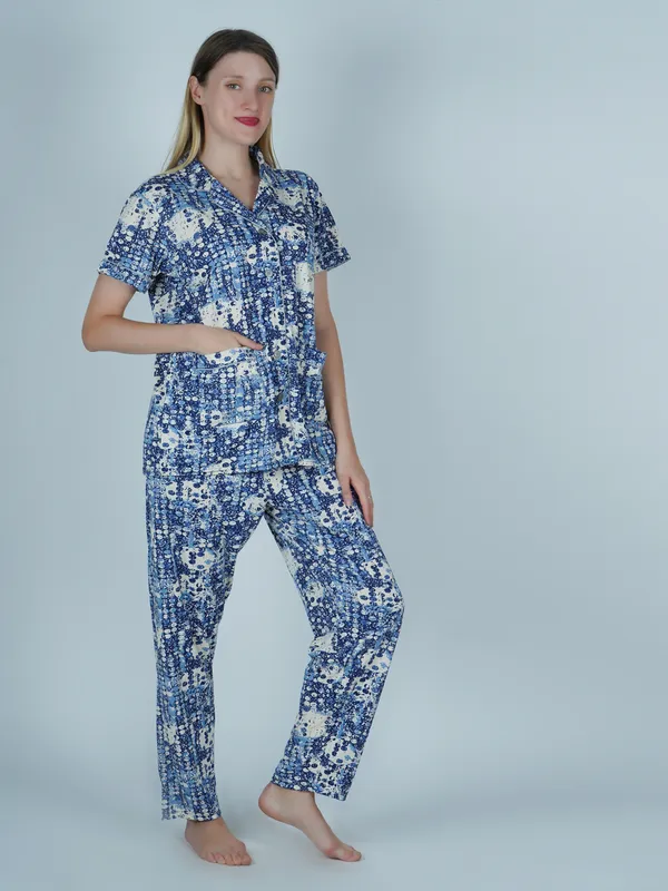 Women's_Cotton_Printed_Blue_Night_Suit