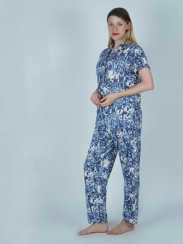 Women's_Cotton_Printed_Blue_Night_Suit