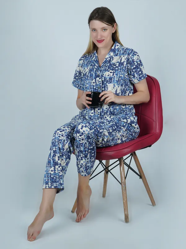 Women's_Cotton_Printed_Blue_Night_Suit
