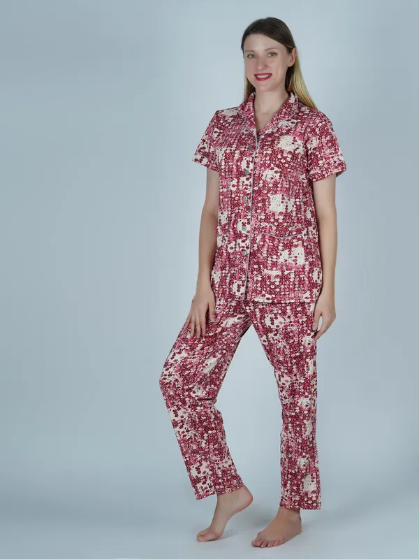 Women's_Cotton_Printed_Red_Night_Suit