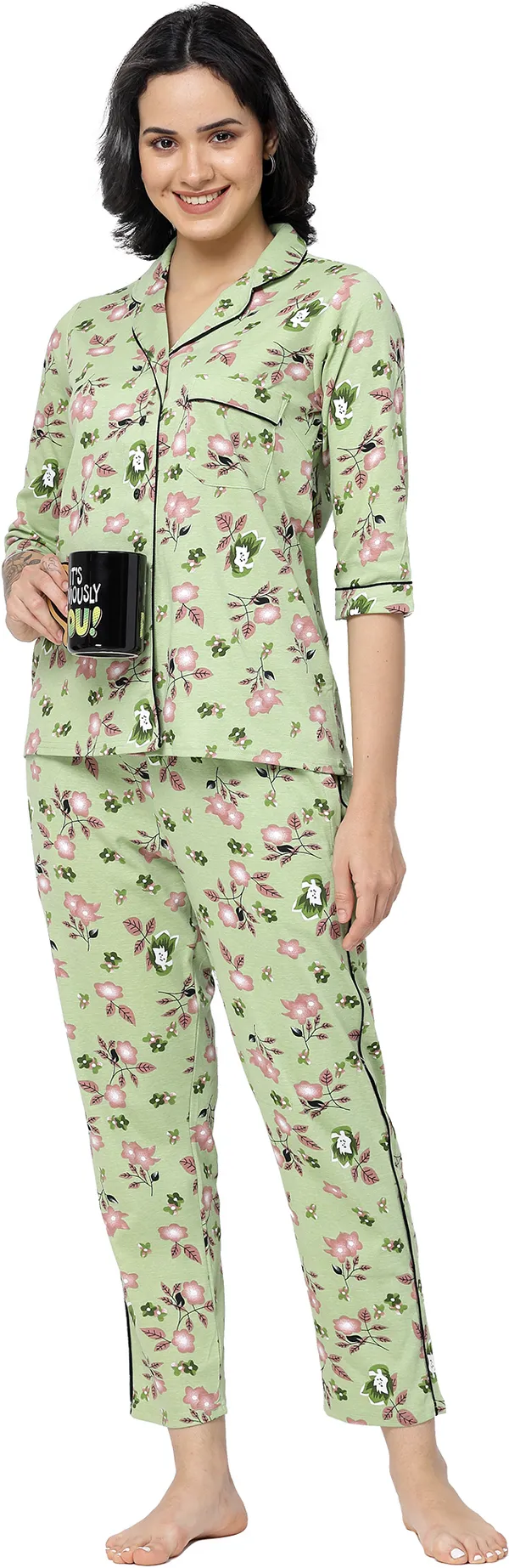 Pista_Green_Printed__Cotton_Night_Suit_Set