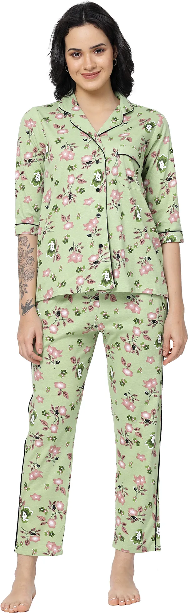 Pista_Green_Printed__Cotton_Night_Suit_Set
