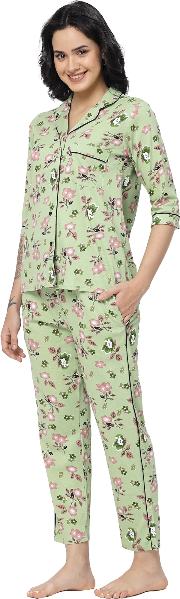 Pista_Green_Printed__Cotton_Night_Suit_Set