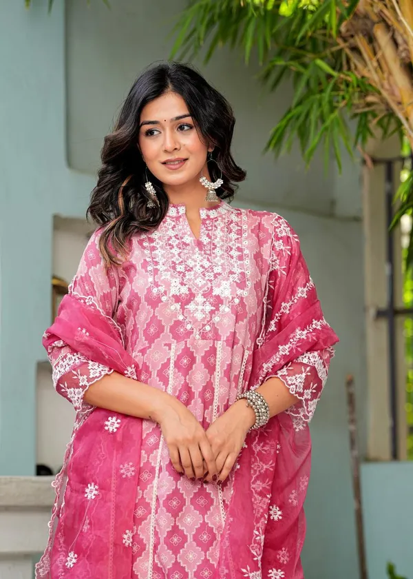 Peach_Anarkali_Kurta_Pant_Dupatta_Set
