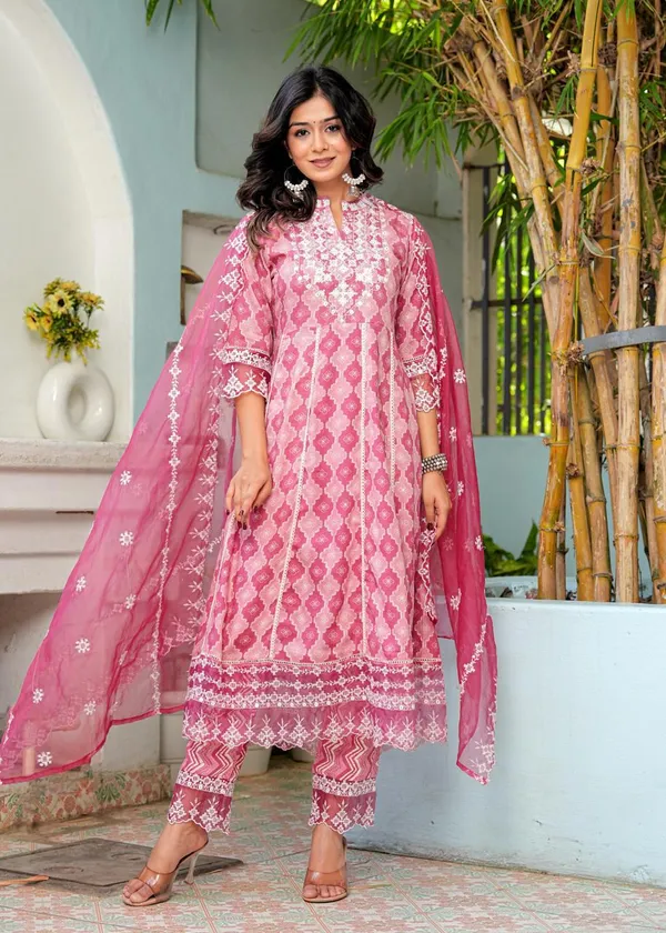 Peach_Anarkali_Kurta_Pant_Dupatta_Set